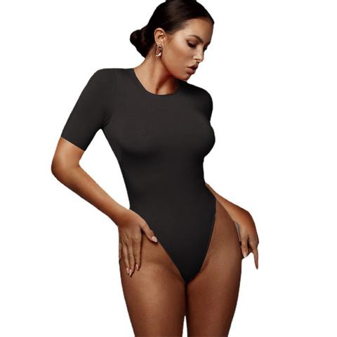 WOMEN ONE PIECE ROUND NECK SHORT SLEEVES BODYSUIT